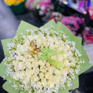 Green & White Floral Dome