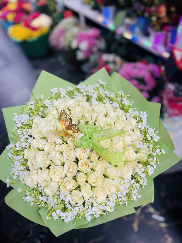 Green & White Floral Dome