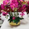 Luxurious Purple Orchid Bloom in Gold Designer Pot | Artificial Flowers Kigali – Home & Gift Decor