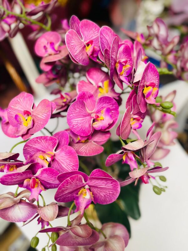 Luxurious Purple Orchid Bloom in Gold Designer Pot | Artificial Flowers Kigali – Home & Gift Decor - Image 2