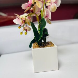 Elegant Pink Orchid in Modern White Pot | Artificial Flower Décor – Kigali Flower Delivery