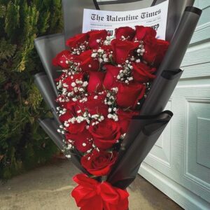 The Valentine Times – Premium Red Rose Bouquet with Gypsophila