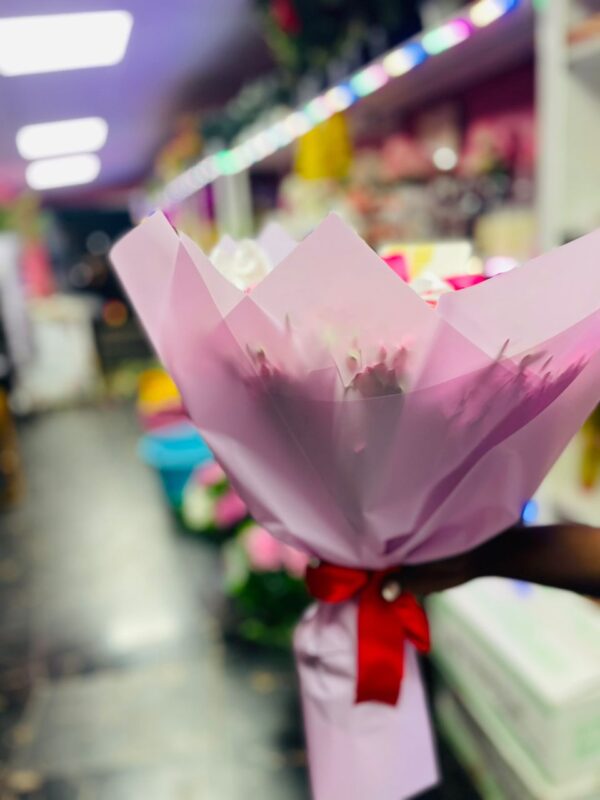Luxe Romance – Pink & Red Rose Bouquet with Pearl Accents | Kigali Flower Delivery - Image 2