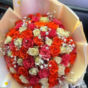 Rainbow Love Mixed Rose Bouquet – Colorful Flower Gift for Any Occasion in Kigali