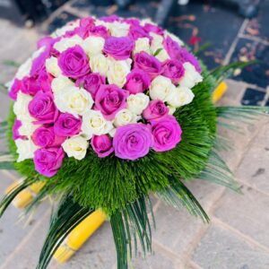 Royal Harmony – Purple & White Roses Arrangement | Kigali Flower Delivery
