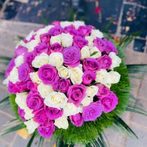 Royal Harmony – Purple & White Roses Arrangement | Kigali Flower Delivery