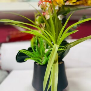 Luxury Artificial Orchid & Greenery Arrangement in Black Vase | Elegant Flower Decoration Kigali