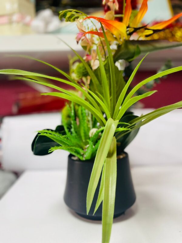 Luxury Artificial Orchid & Greenery Arrangement in Black Vase | Elegant Flower Decoration Kigali - Image 2