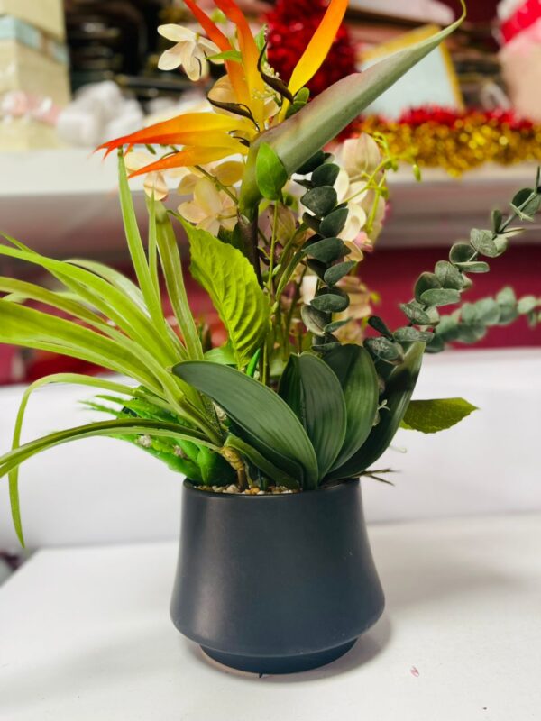 Luxury Artificial Orchid & Greenery Arrangement in Black Vase | Elegant Flower Decoration Kigali - Image 3