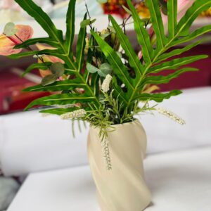Tropical Elegance Artificial Flower Arrangement in Cream Ceramic Vase | Luxury Home & Office Decor – Kigali Flower Shop