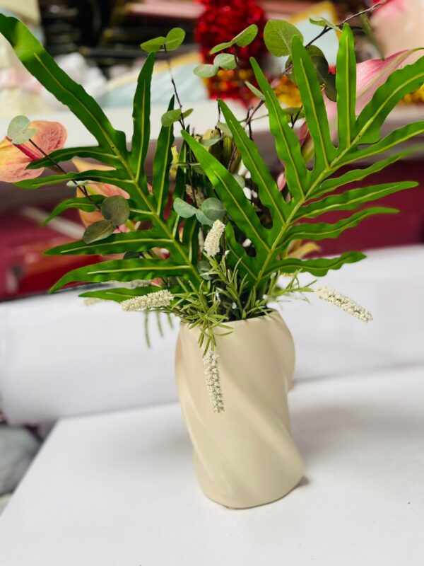 Tropical Elegance Artificial Flower Arrangement in Cream Ceramic Vase | Luxury Home & Office Decor – Kigali Flower Shop - Image 2