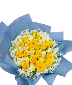 Sunshine Glow Rose Bouquet – Premium Yellow & White Roses in Kigali