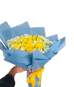Sunshine Glow Rose Bouquet – Premium Yellow & White Roses in Kigali