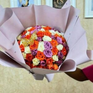 Rainbow Romance Bouquet – Kigali's Colorful Rose Mix