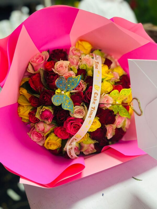 Celebration Mixed Rose Bouquet – Bold & Colorful Surprise - Image 2