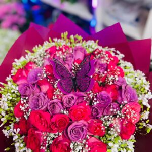 Royal Love Bloom – Kigali Rose & Butterfly Bouquet