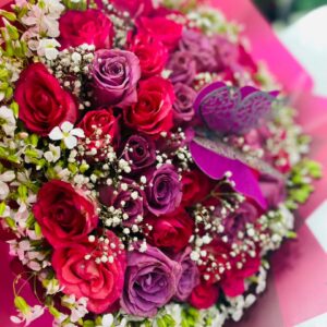 Royal Love Bloom – Kigali Rose & Butterfly Bouquet