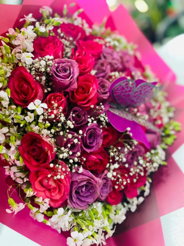 Royal Love Bloom – Kigali Rose & Butterfly Bouquet - Image 2