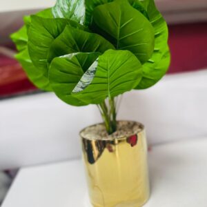 Lush Artificial Calathea Plant in Elegant Gold Pot | Premium Indoor Decor – Kigali Flower & Plant Delivery