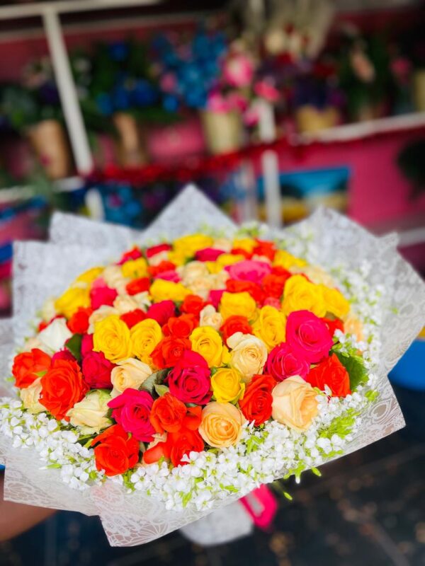 Kigali Rainbow Rose Luxury Bouquet - Image 2
