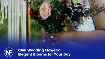 Bridal bouquet arrangement: Civil wedding bouquet with roses, lilies, and orchids in Rwanda