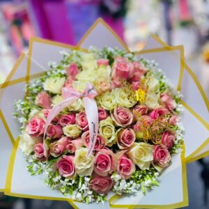 Blush Pink & Cream Roses Bouquet
