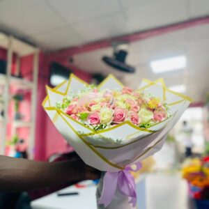 Blush Pink & Cream Roses Bouquet