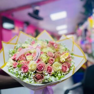 Blush Pink & Cream Roses Bouquet