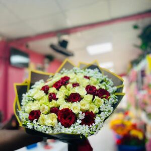 Luxury Red & White Roses Bouquet