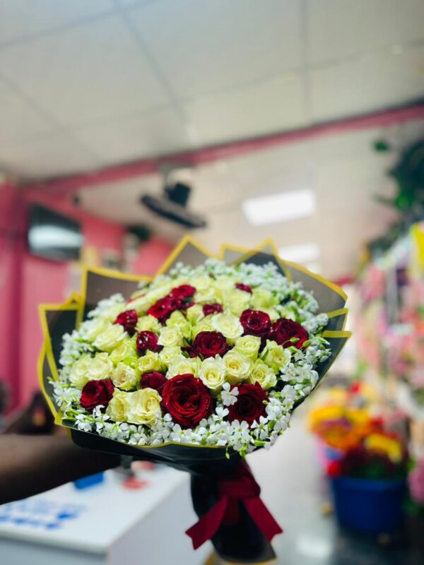 Luxury Red & White Roses Bouquet