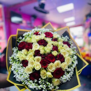 Luxury Red & White Roses Bouquet