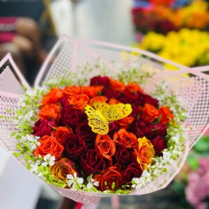 Sunset Flame Butterfly Bouquet