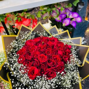 Classic Red Roses & Baby’s Breath Bouquet