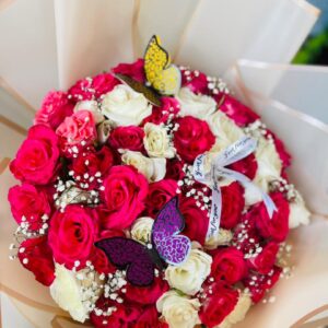 Pink & White Rose Butterfly Bouquet